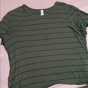 Olive green striped t shirt